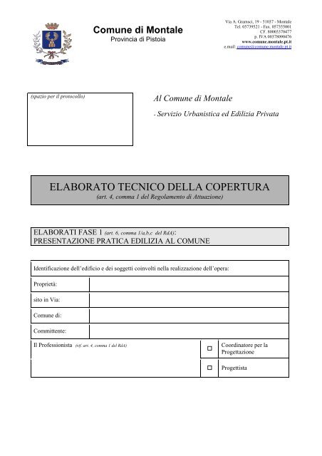 ELABORATO TECNICO DELLA COPERTURA - Comune di Montale