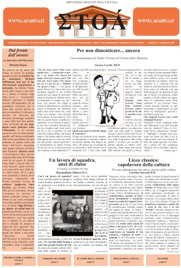 Un lavoro di squadra, anzi di classe Per non dimenticare ... - La Farina