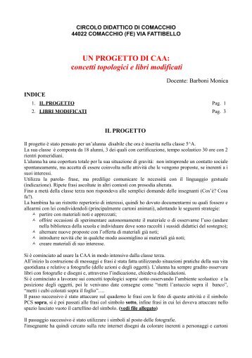 UN PROGETTO DI CAA: concetti topologici e libri modificati