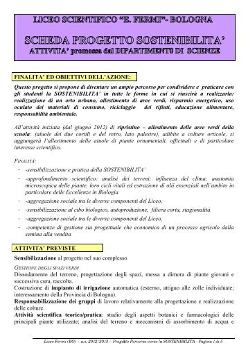 Sostenibilità - Liceo Scientifico Statale "E. Fermi" - Bologna