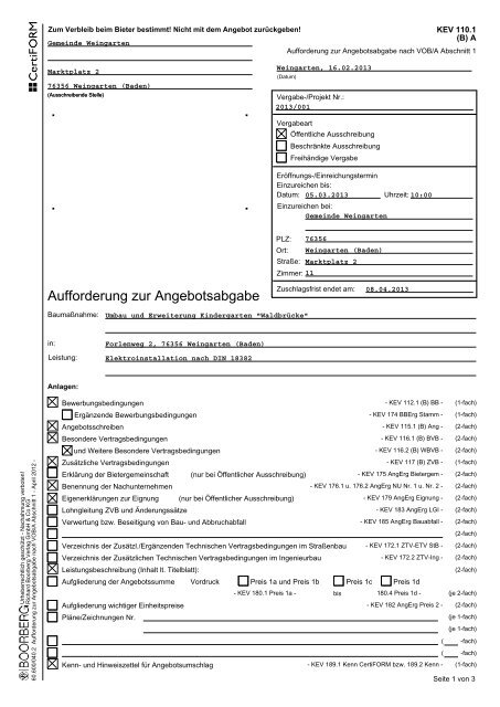 Aufforderung Zur Angebotsabgabe Mit Anschreiben : Https ...