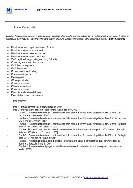 elenco elaborati progetto esecutivo (55 KB)