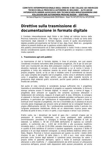 Direttive sulla trasmissione di documentazione in formato digitale