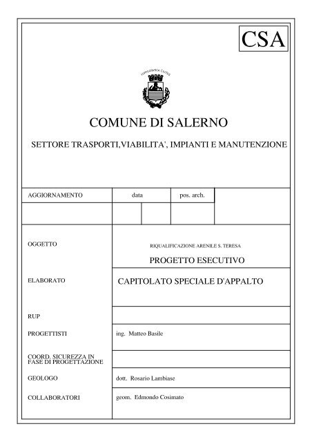 Capitolato Speciale - Comune di Salerno