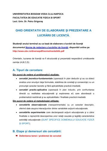 Ghid orientativ de elaborare şi prezentare a lucrării de licenţă