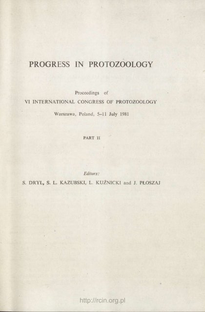 PROGRESS IN PROTOZOOLOGY