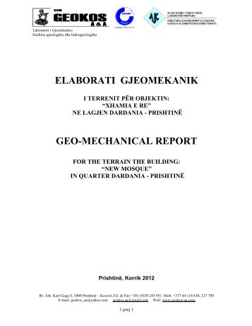 ELABORATI GJEOMEKANIK GEO-MECHANICAL REPORT