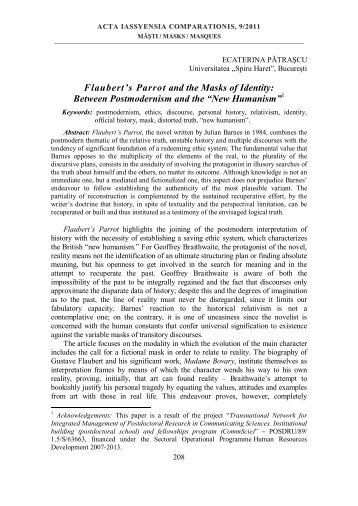 Flaubert's Parrot and the Masks of Identity - literaturacomparata.ro