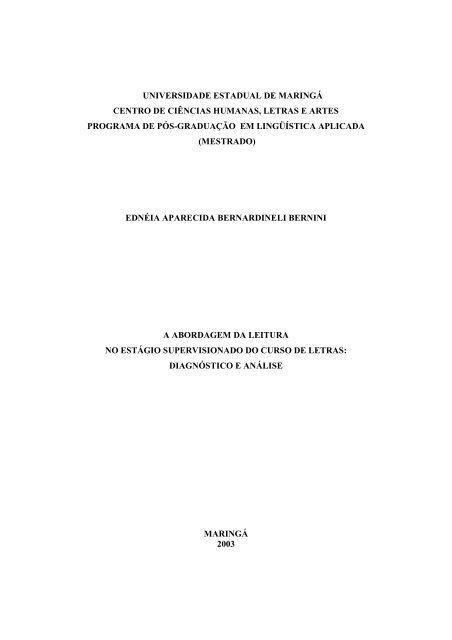 dissertação completa - Programa de Pós-Graduação em Letras - Uem