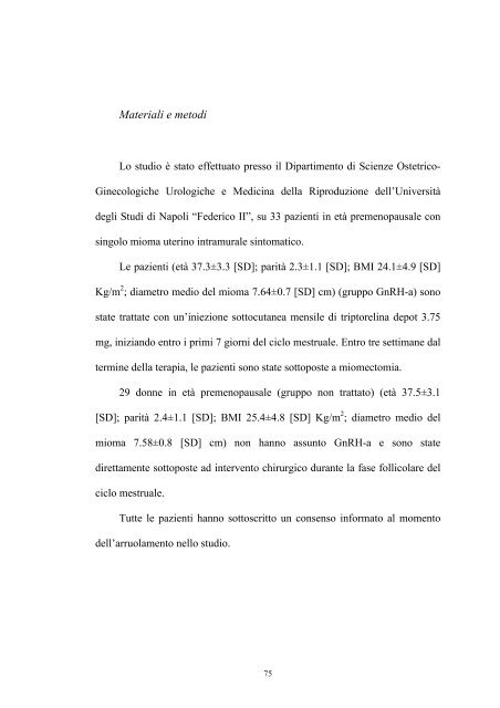 Terapia prechirurgica della fibromatosi uterina - FedOA - Università ...