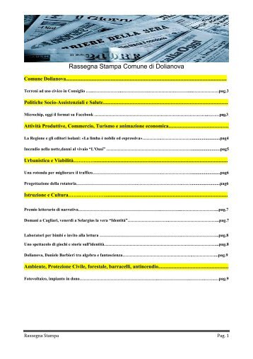 articoli dal 16 al 22 ottobre 2012 - Comune di Dolianova