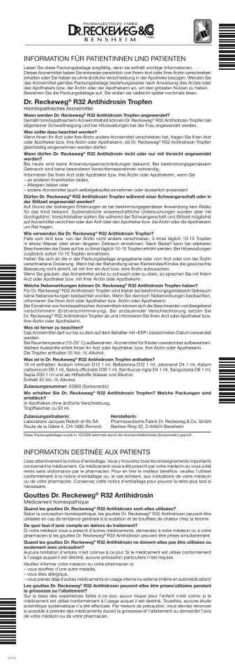Notice d'emballage (PDF) - Homéopathie Dr. Reckeweg