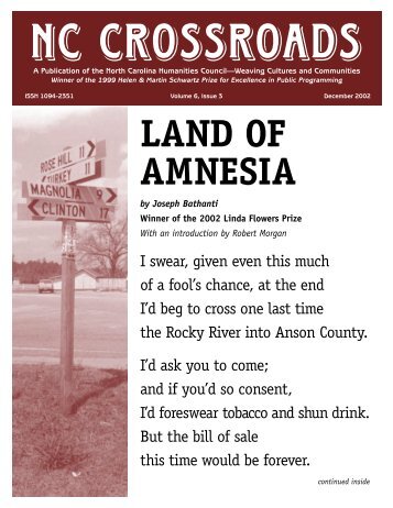 LAND OF AMNESIA - North Carolina Humanities Council