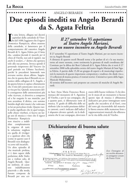 Sapere, Passato e Bellezza - La Rocca - il giornale di Sant'Agata ...