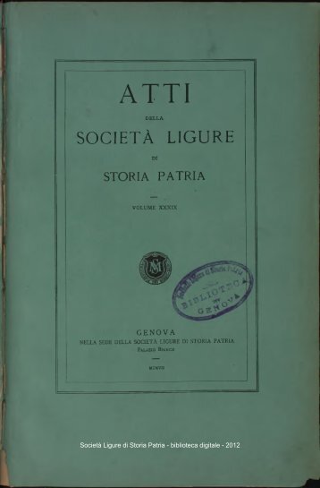 ATTI - Società Ligure di Storia Patria