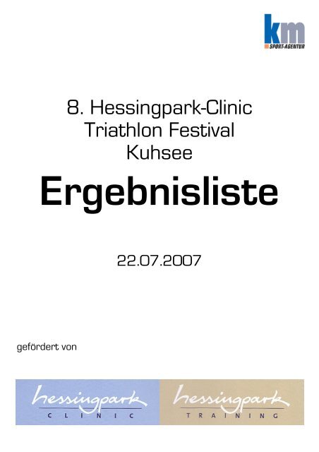 Ergebnisliste - km Sport-Agentur