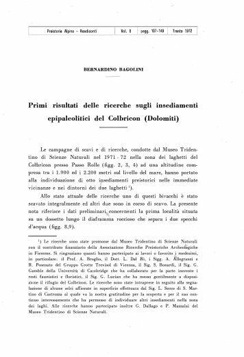 04_Bagolini, 1972_PA8_Primi risultati delle ricerche sugli ...