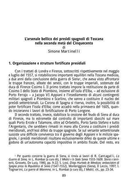 L'arsenale bellico dei presìdi spagnoli di Toscana ... - Delpt.unina.it