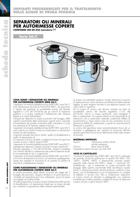 separatori oli minerali per autorimesse coperte - Euromec