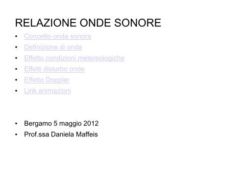 Relazione sulle onde sonore - Engimbergamo.Org