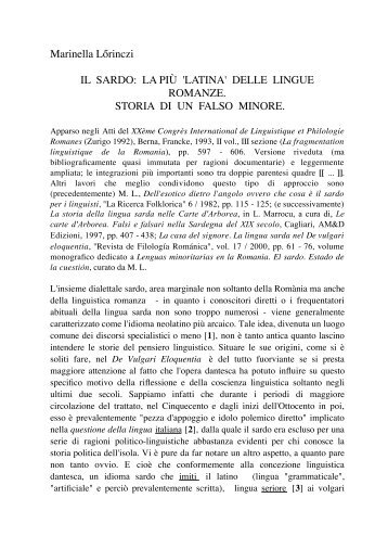 Marinella Lőrinczi IL SARDO: LA PIÙ 'LATINA ... - I blog di Unica