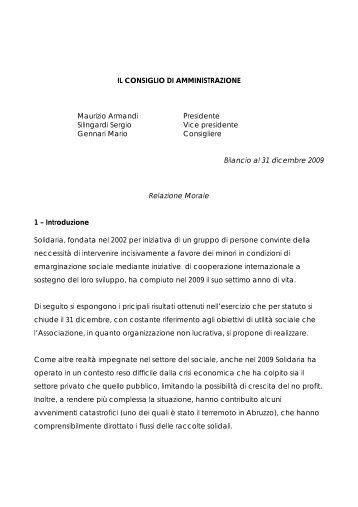 IL CONSIGLIO DI AMMINISTRAZIONE Maurizio Armandi ... - Solidaria