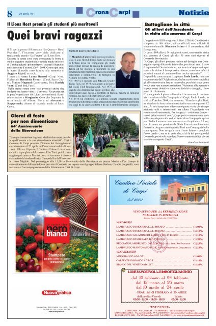 Edizione n° 16 del 26-04-2009 (pdf da 4.834 KB) - Webdiocesi