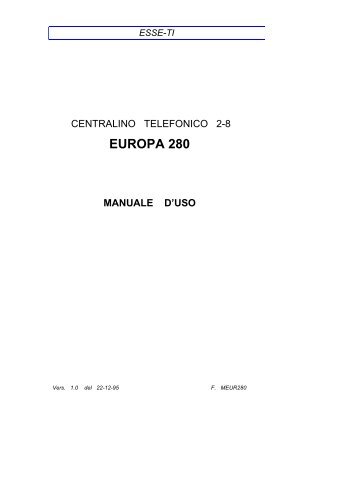 Manuale Europa prima serie - Esse-ti Telecomunicazioni