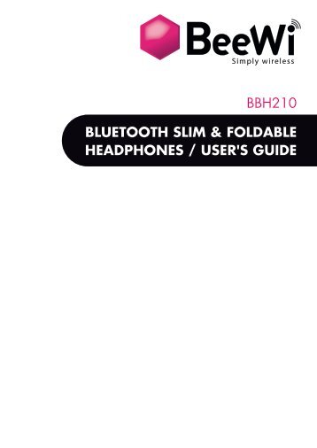 bluetooth slim & foldable headphones / user's guide bbh210 - BeeWi