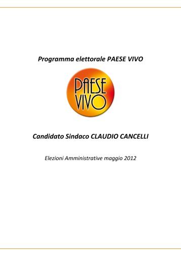 Programma elettorale PAESE VIVO - Comune di Nembro