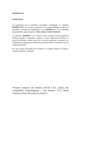 Centralino telefonico Domino Agorà 2.8.pdf - Da.Ca. Electric