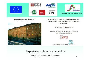 Esperienze di bonifica del radon - Arpa Piemonte