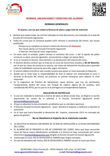 Normas Obligaciones Y Derechos Del Alumno Aguanorte Formacion