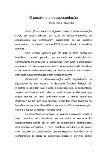 O pecúlio e a desaposentação