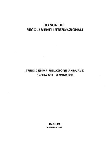 13a Relazione annuale della BRI - 1943