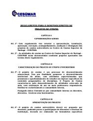 Regulamento Projeto de Ensino - Cesumar