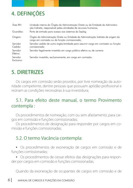 MANUAL DE CARGOS E FUNÇÕES EM COMISSÃO