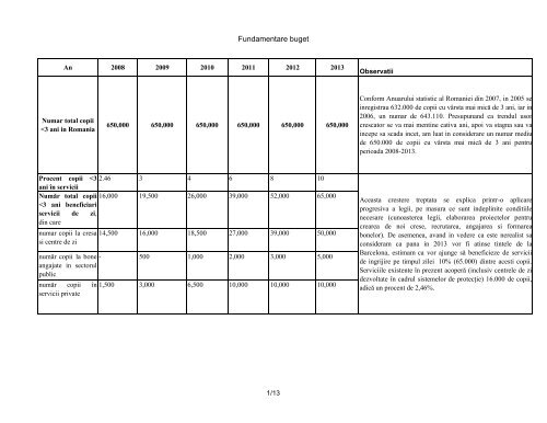 fundamentare buget