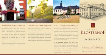 Weinkarte - Weingut Klosterhof