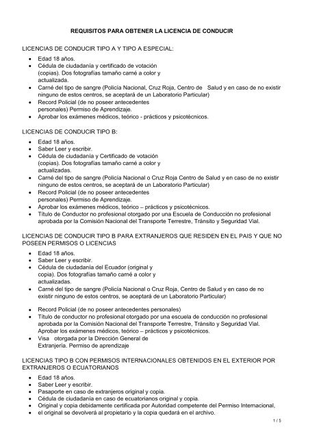 Requisitos Para Obtener Licencias De Conducir Policia Nacional