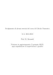 Svolgimento di alcuni esercizi del corso di Calcolo Numerico A.A. ...