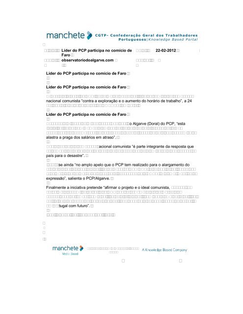 Noticias de Imprensa de 23 de Fevereiro de 2012 - Fesete