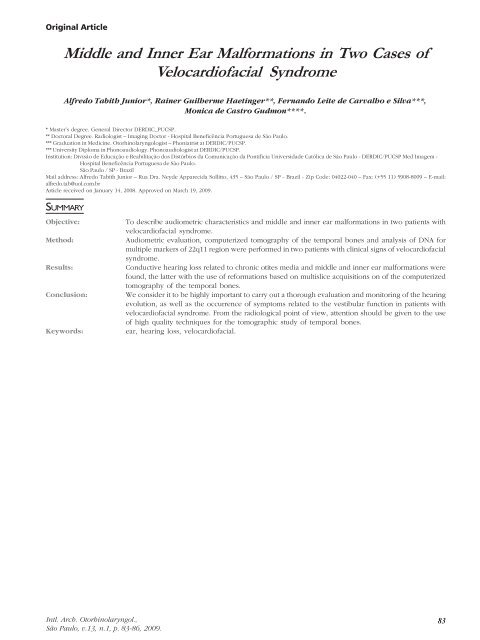 Middle and Inner Ear Malformations in Two Cases of ...