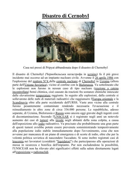 Disastro di Cernobyl - Associazione Garda Solidale