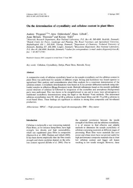 Properties of hemp fibre polymer composites -An optimisation of ...