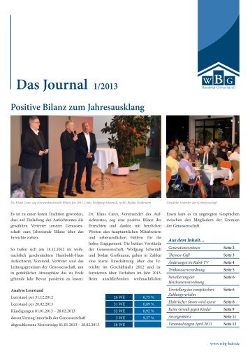 Das Journal 1/2013 - "Humboldt-Universität" eG