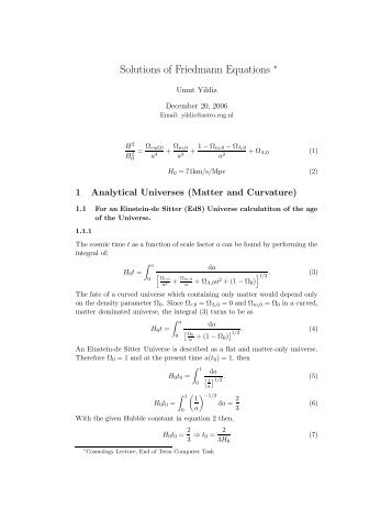 Solutions of Friedmann Equations ∗