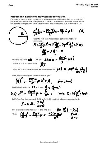 Friedmann Equation: Newtonian derivation - Astronomy