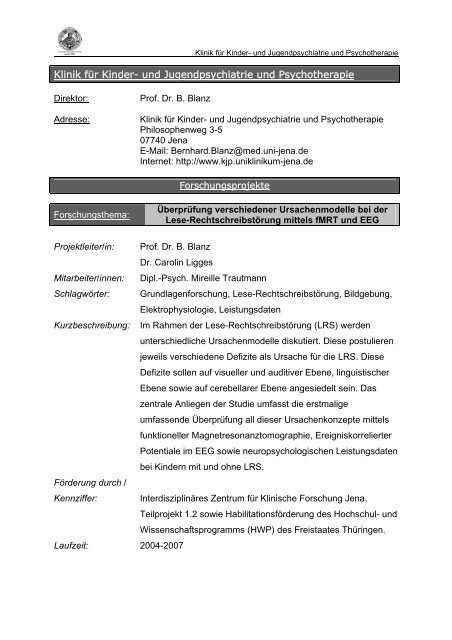 Klinik für Kinder- und Jugendpsychiatrie und Psychotherapie