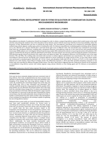formulation, development and in vitro evaluation of candesartan ...